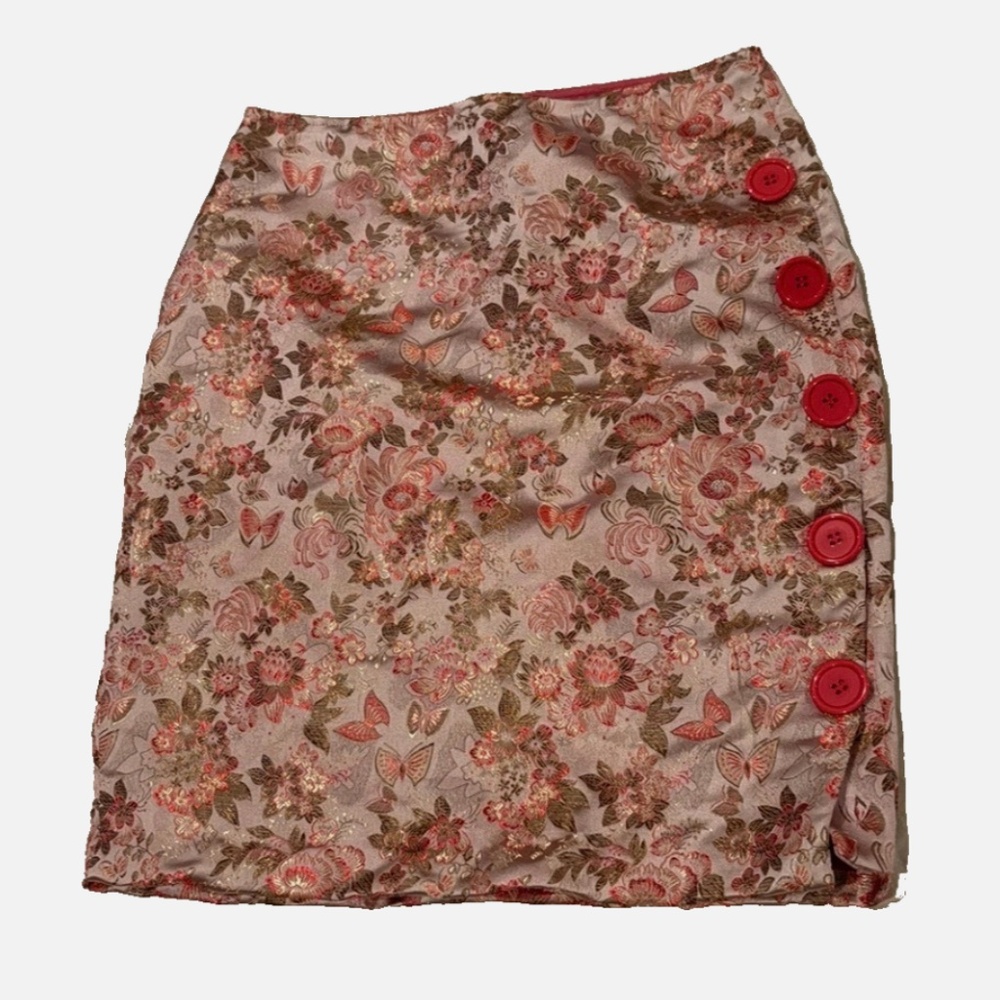 Betsey Johnson pencil skirt size 4, pink and gold floral
